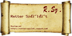 Retter Szólát névjegykártya